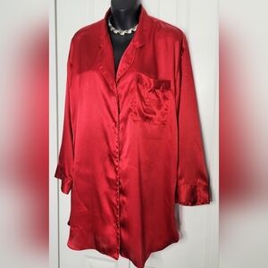 Victoria's Secret Vintage Pajama Top Women's Size Small Red Gold Label